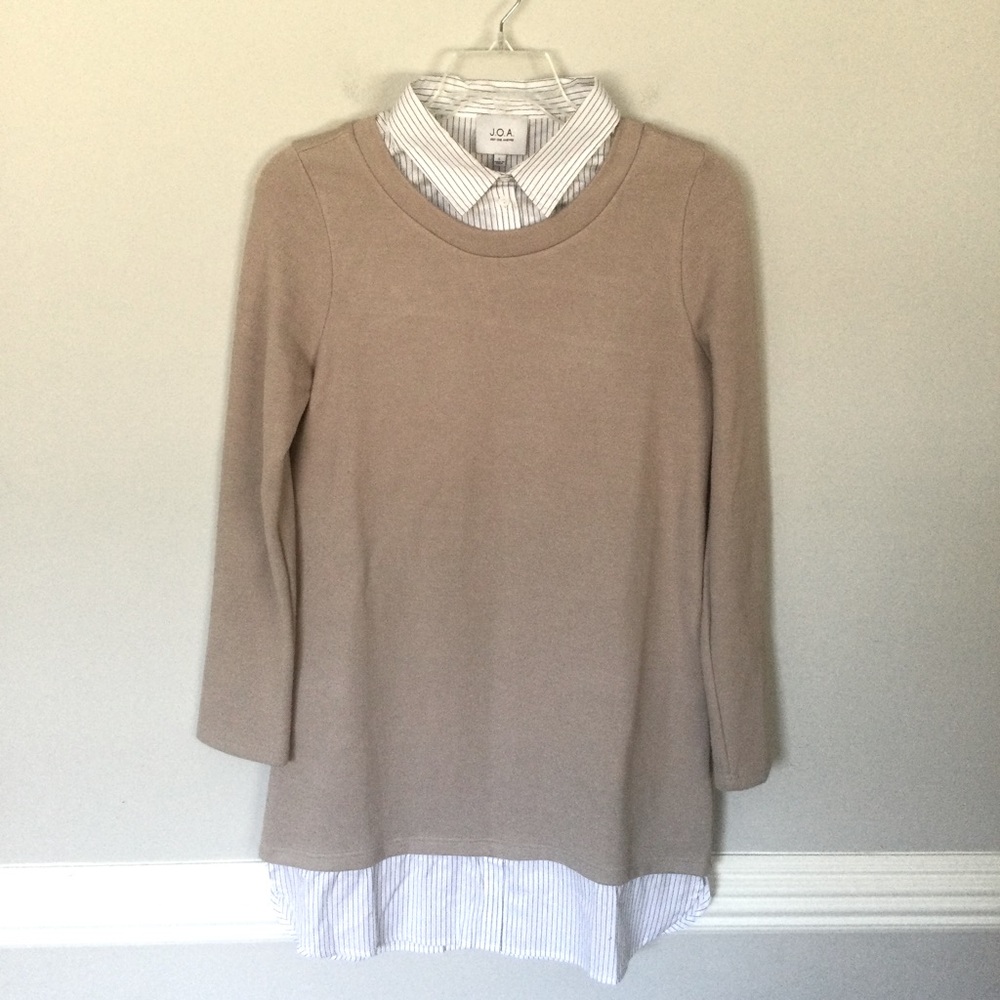 J.O.A. Size Large Women’s Ponte Knit Shirt Dress 36” long
